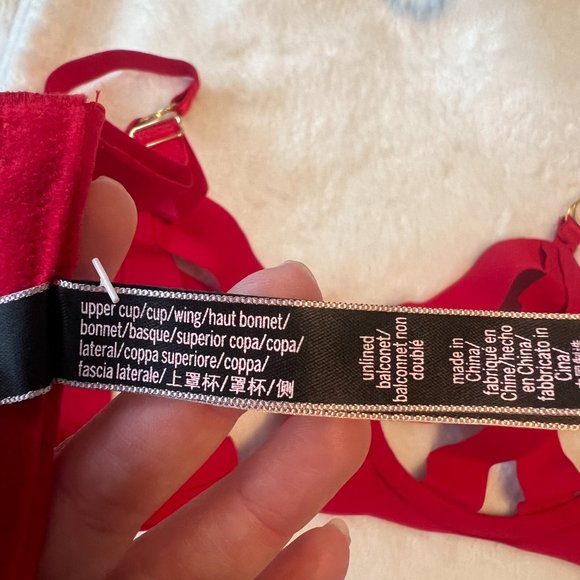 Victorias Secret Luxe Demi Strappy Bandage Cage Bra in red size 32DDD/F NWT - Picture 8 of 11